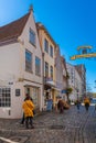 Schnoor quarter with art galleries, souvenir shops, cafes in Bremen, Germany. Street view. Tourist destination