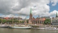 Bremen Germany city skyline time lapse at Weser River