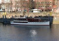 Boat docked at Canal by the Schlachte in Bremen, Germany