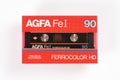 BREMEN, GERMANY - MAY 29, 2019: Sealed audio compact cassette AGFA Ferrocolor HD FeI 90 red. Rare viantage audio cassette, front