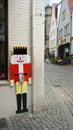 Bremen, Germany - 07/23/2015 - View of decor nutcracker on the wall of house in medieval street Schnoor in the centre of the