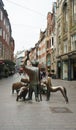 Bremen, Germany - 07/23/2015 - View of Mumps and his pigs - Pig Herder statue in the street