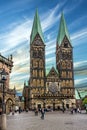 Bremen market square, Germany. Cathedral church (Bremer Sankt Pe