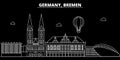 Bremen silhouette skyline. Germany - Bremen vector city, german linear architecture, buildings. Bremen travel Royalty Free Stock Photo