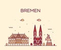 Bremen skyline Germany vector city linear style