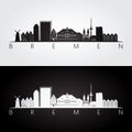 Bremen skyline and landmarks silhouette