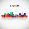 Bremen skyline silhouette in colorful geometric style.