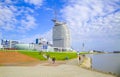 Cityscape coast and landscape dike panorama of Bremerhaven Germany