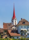 Buildings of the Swiss town of Bremgarten Royalty Free Stock Photo