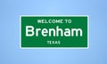 Brenham, Texas city limit sign. Town sign from the USA. Royalty Free Stock Photo