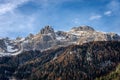 Brenta Dolomites seen from the Lake Tovel in winter - Trentino Alto Adige Italy Royalty Free Stock Photo