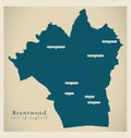 Brentwood district map - England UK Royalty Free Stock Photo