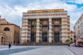 BRESCIA, ITALY, JULY 15, 2019 People are strolling in front of the Central post office in Brescia, Italy Royalty Free Stock Photo