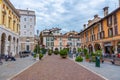 BRESCIA, ITALY, JULY 15, 2019: People are strolling on Piazza de Royalty Free Stock Photo