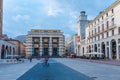 BRESCIA, ITALY, JULY 15, 2019 People are strolling on Piazza del Royalty Free Stock Photo