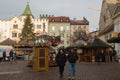 BRESSANONE, ITALY - DECEMBER 31, 2022: View of the typical christmas market in the square of Bressanone at early morning of decemb
