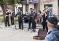 Brest, Belarus - 08.25.2023 - Jazz street band performing for public. Entertainment