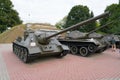 Brest, Belarus - September 25, 2016: SU-100 Soviet self-propelled artillery unit class Tank Destroyer in Brest Fortress