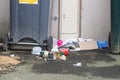 Brest Ã¢â¬â France, January 02, 2020 : Waste near a garbage bin