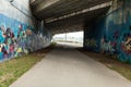 Brest, France 28 May 2018 Graffiti urban tunnel on the Botanical Garden in the Brest France may 2018