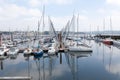 Brest, France 28 May 2018 Panoramic outdoor view of sete marina Many small boats and yachts aligned in the port. Royalty Free Stock Photo