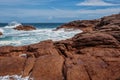 Bretonic Coast and Beach with Granite Rocks at the Cote de Granit Rose - Pink Granite Coast