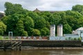 Brett Oils on Gateshead Quayside stands under the shadow of The High Level Bridge. Recently acquired to be developed into apartmen Royalty Free Stock Photo