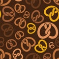 Bretzel pattern seamless. german bakery food background. Vector texture