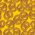 Bretzel pattern seamless. german bakery food background. Vector texture