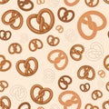 Bretzel pattern seamless. german bakery food background. Vector texture