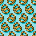 Bretzel pattern seamless. german bakery food background. Vector texture