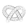 Bretzel with a thin line. Vector on a white background