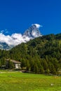 Breuil-Cervinia, the town of the Aosta Valley at the foot of the Matterhorn Royalty Free Stock Photo