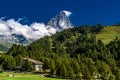 Breuil-Cervinia, the town of the Aosta Valley at the foot of the Matterhorn Royalty Free Stock Photo