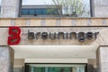 Breuninger logo at head office outlet on department store of retail company in Stuttgart, Germany