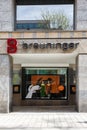 Breuninger logo at head office outlet on department store of retail company in Stuttgart, Germany