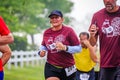 BREVARD, NC-MAY 28, 2016 Couples and large groups run in the White Squirrel Race in Brevard, NC 2016. Race is sponsored by Rotar