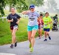 BREVARD, NC-MAY 28, 2016 -Happy ladies run in the White Squirrel Race with over 350 runners in Brevard, NC 2016. Race is sponsore