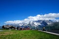 Brevent cable car station Planpraz against the Mont Blanc massif