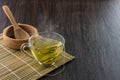 Brew a cup of green tea with bag Royalty Free Stock Photo