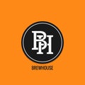 Brew house logo design. Beer label concept. B and H letters vector background Royalty Free Stock Photo