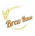 Brew house sign at label design, malt beer drink icon vector illustration. Brewery business store brand symbol, isolated