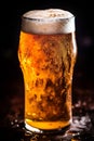 pub alcohol pint lager beverage drink foam beer glass gold. Generative AI. Royalty Free Stock Photo