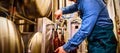Brewer filling beer in bottle Royalty Free Stock Photo