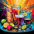 Brewer's Palette: Vibrant Assortment of Unique Beverages in a Brewery Setting