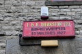 Brewers Established 1827 Sign, Theakston Brewery, Masham, North Yorkshire, England, UK Royalty Free Stock Photo