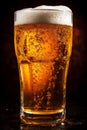 lager drink alcohol pub gold foam beer glass pint beverage. Generative AI. Royalty Free Stock Photo