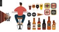 Brewery, craft beer pub - small business graphics - a male visitor at the bar counter