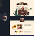 Brewery, craft beer pub - small business illustrations -landing page design template Royalty Free Stock Photo