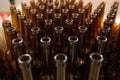 Brewery. Empty glass beer bottles, the top view Royalty Free Stock Photo